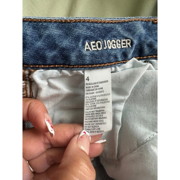 American Eagle Outfitters High Waisted AEO Jogger Elastic Ankle Denim Jeans 4 - Picture 6 of 6